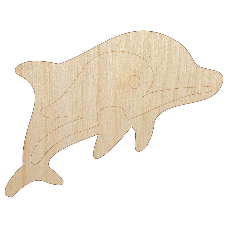 Cute Chibi Striped Dolphin Unfinished Wood Shape Piece Cutout for DIY Craft Projects