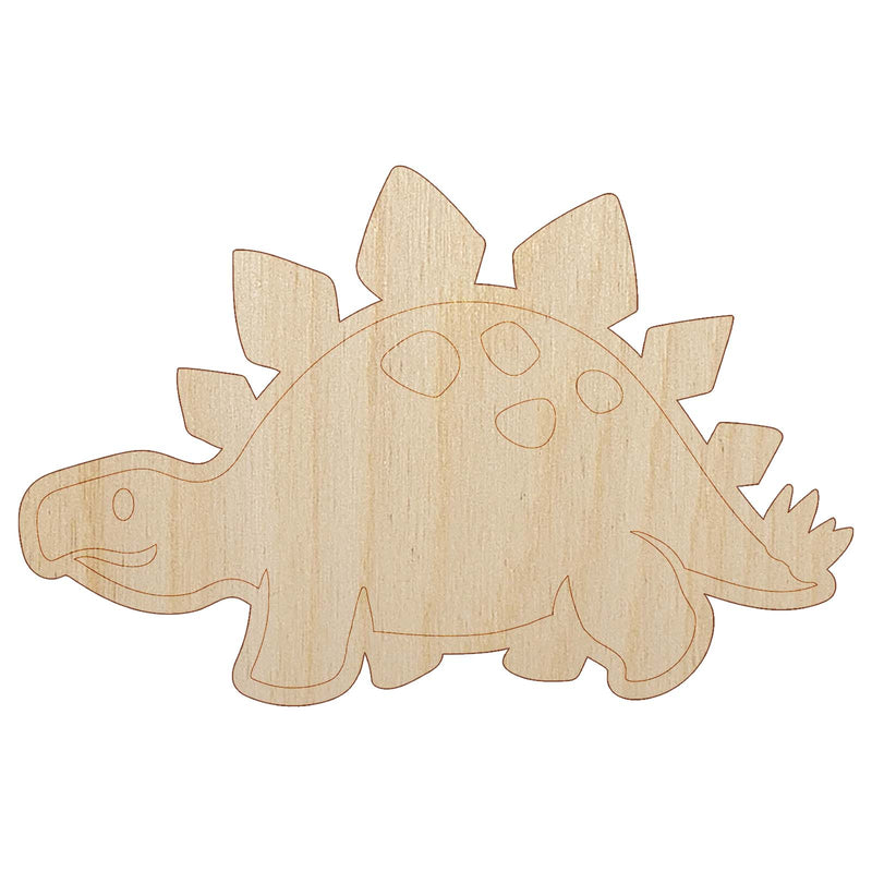 Cute Dinosaur Spiked Stegosaurus Unfinished Wood Shape Piece Cutout for DIY Craft Projects