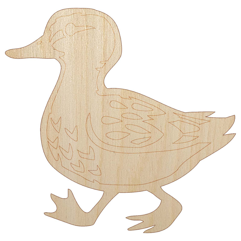 Cute Duck Walking Unfinished Wood Shape Piece Cutout for DIY Craft Projects
