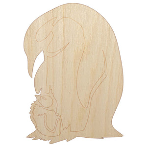 Cute Emperor Penguin Mother with Baby Chick Unfinished Wood Shape Piece Cutout for DIY Craft Projects