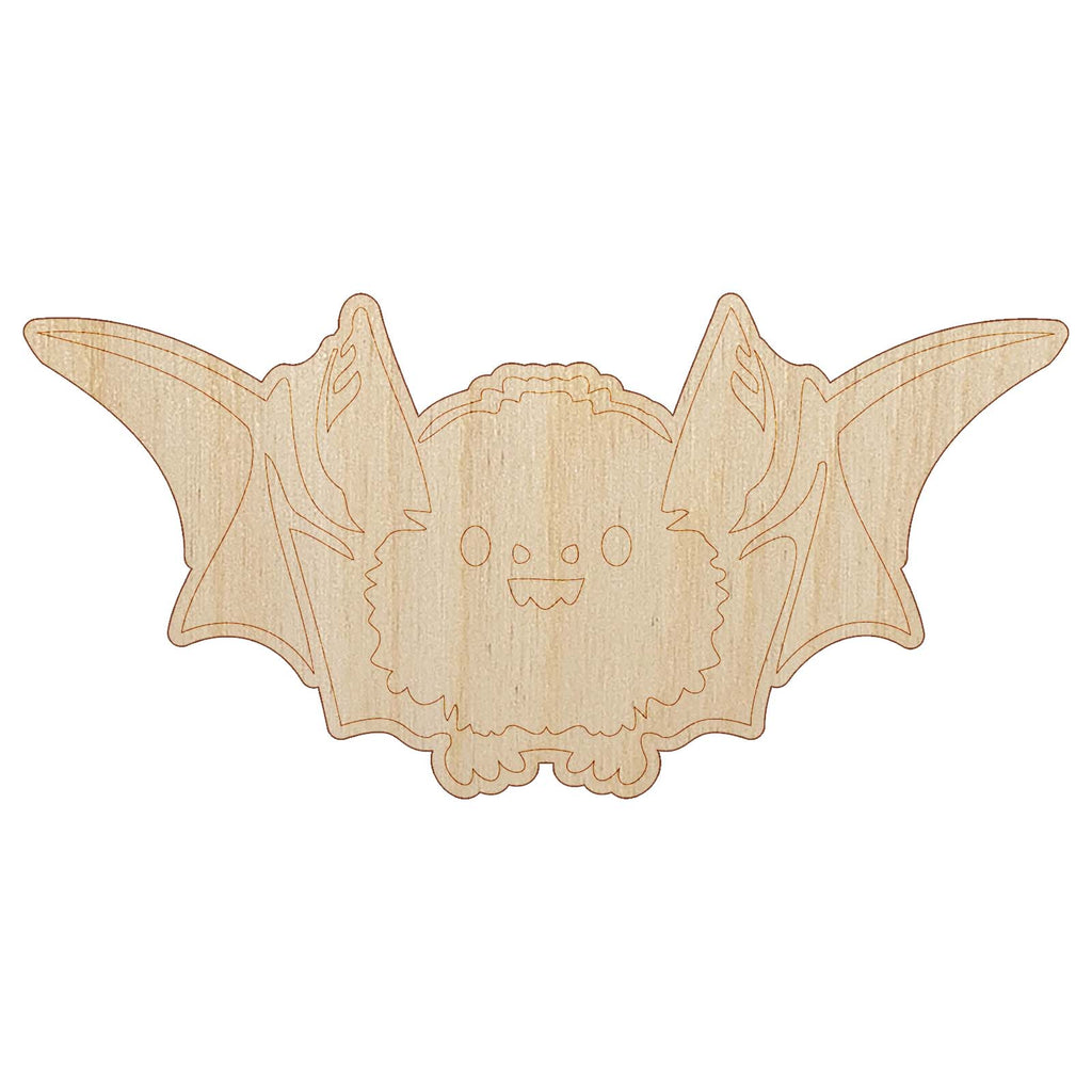 Cute Little Fuzzy Bat Unfinished Wood Shape Piece Cutout for DIY Craft Projects