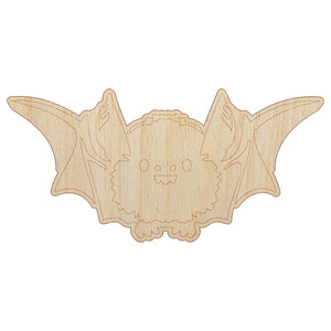 Cute Little Fuzzy Bat Unfinished Wood Shape Piece Cutout for DIY Craft Projects