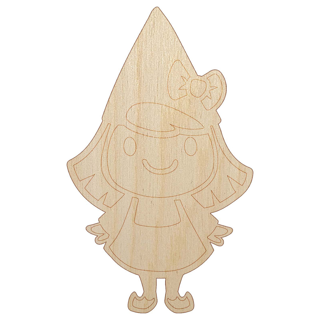 Cute Little Lady Gnome Unfinished Wood Shape Piece Cutout for DIY Craft Projects