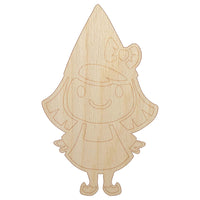 Cute Little Lady Gnome Unfinished Wood Shape Piece Cutout for DIY Craft Projects