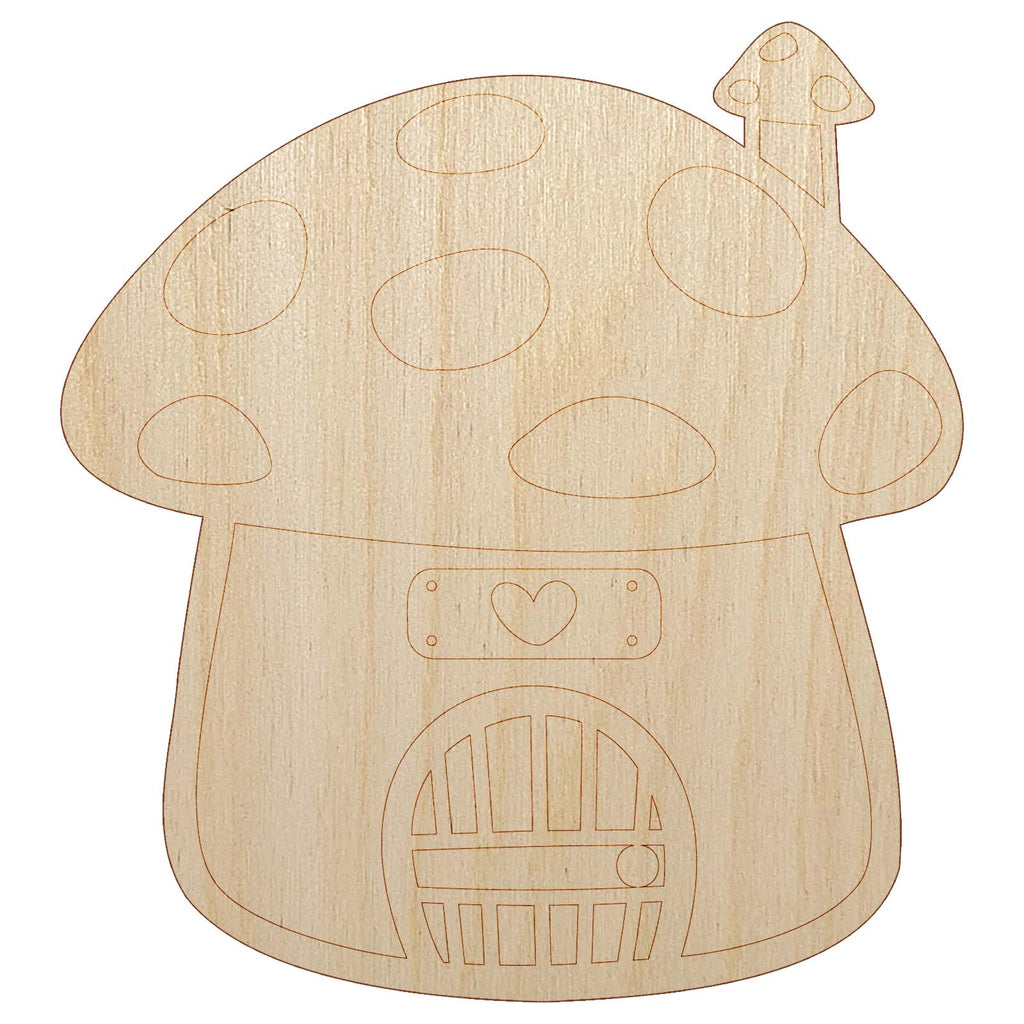 Cute Mushroom Gnome Home Unfinished Wood Shape Piece Cutout for DIY Craft Projects