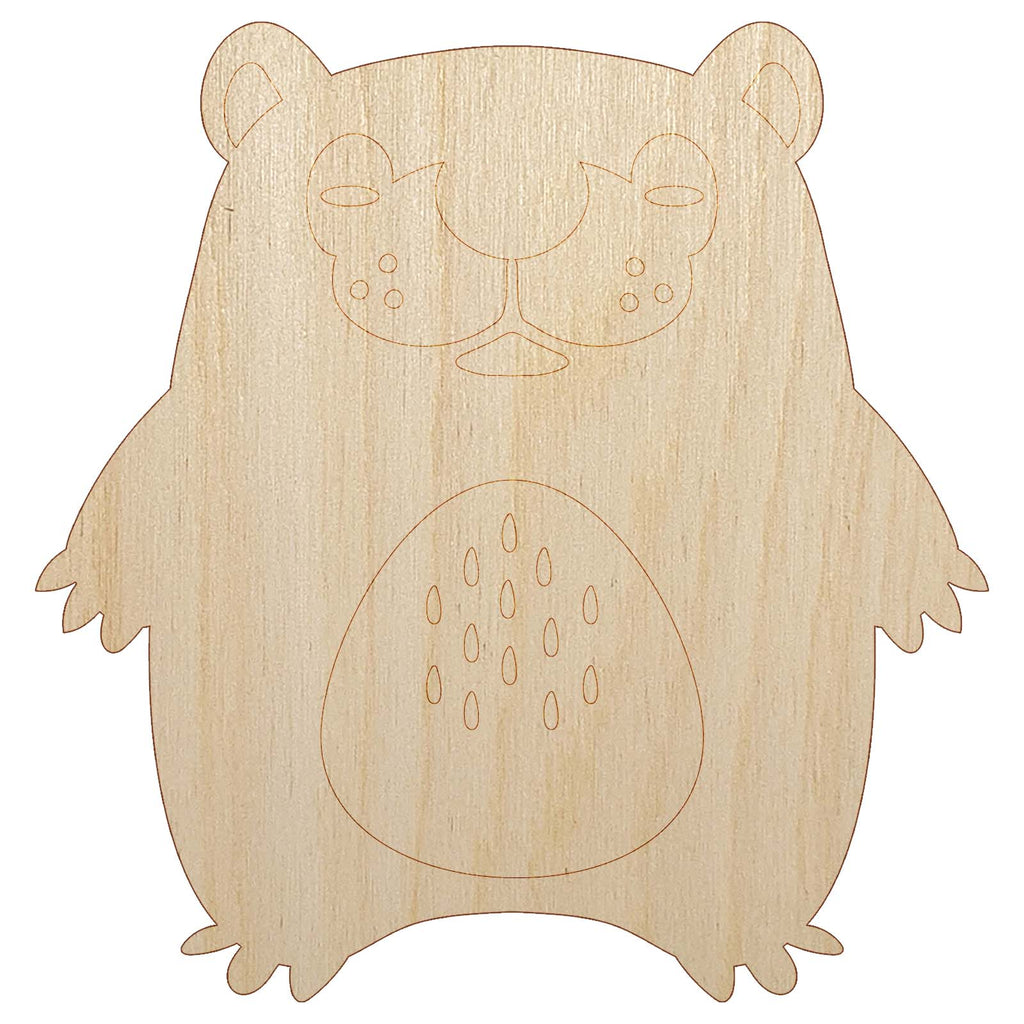 Cute Sleepy Baby Bear Unfinished Wood Shape Piece Cutout for DIY Craft Projects