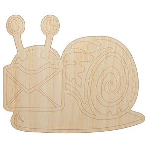 Cute Snail with Mail Gastropod Unfinished Wood Shape Piece Cutout for DIY Craft Projects