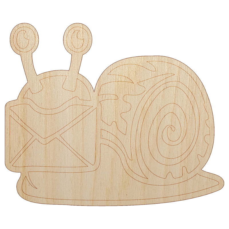 Cute Snail with Mail Gastropod Unfinished Wood Shape Piece Cutout for DIY Craft Projects