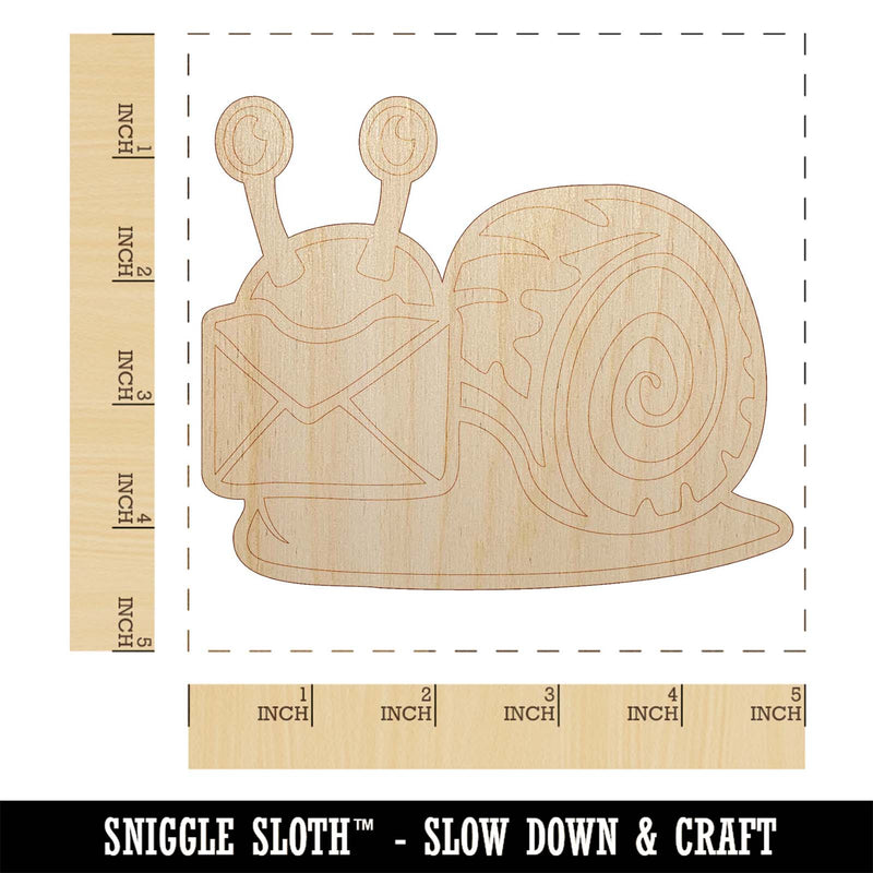 Cute Snail with Mail Gastropod Unfinished Wood Shape Piece Cutout for DIY Craft Projects