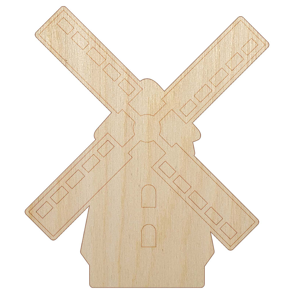 Dutch Windmill Unfinished Wood Shape Piece Cutout for DIY Craft Projects