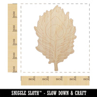 Elegant Peacock Feather Unfinished Wood Shape Piece Cutout for DIY Craft Projects