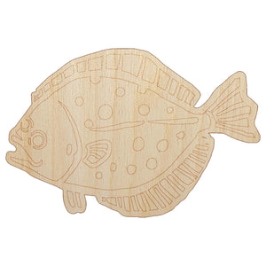 Flounder Halibut Flat Spotted Fish Unfinished Wood Shape Piece Cutout for DIY Craft Projects