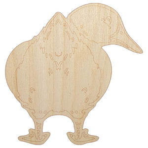 Fluffy Duck Butt Looking Behind Unfinished Wood Shape Piece Cutout for DIY Craft Projects