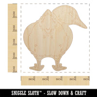 Fluffy Duck Butt Looking Behind Unfinished Wood Shape Piece Cutout for DIY Craft Projects