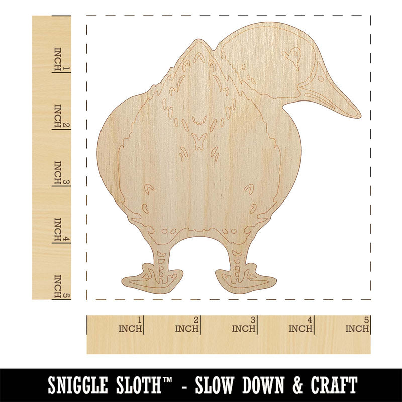 Fluffy Duck Butt Looking Behind Unfinished Wood Shape Piece Cutout for DIY Craft Projects