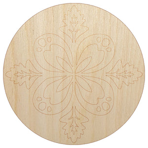 Forest Flower Petal and Leaf Design Unfinished Wood Shape Piece Cutout for DIY Craft Projects