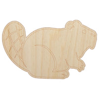 Friendly Beaver Buddy Unfinished Wood Shape Piece Cutout for DIY Craft Projects