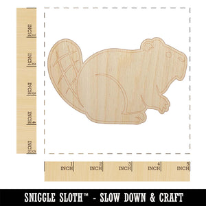 Friendly Beaver Buddy Unfinished Wood Shape Piece Cutout for DIY Craft Projects