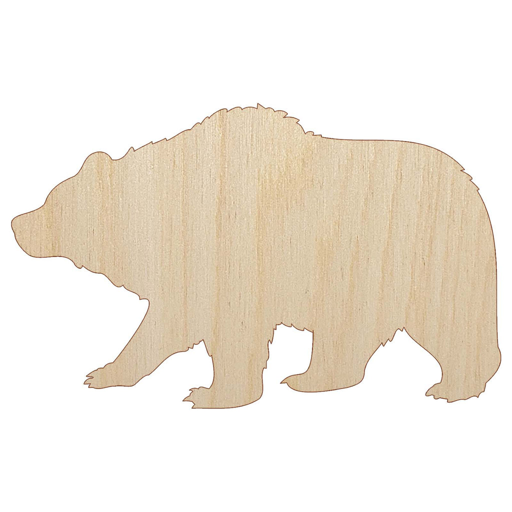 Fuzzy Grizzly Bear Silhouette Unfinished Wood Shape Piece Cutout for DIY Craft Projects