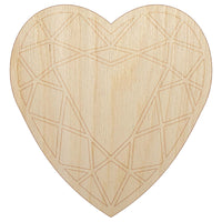 Heart Gem Cut Diamond Jewelry Unfinished Wood Shape Piece Cutout for DIY Craft Projects