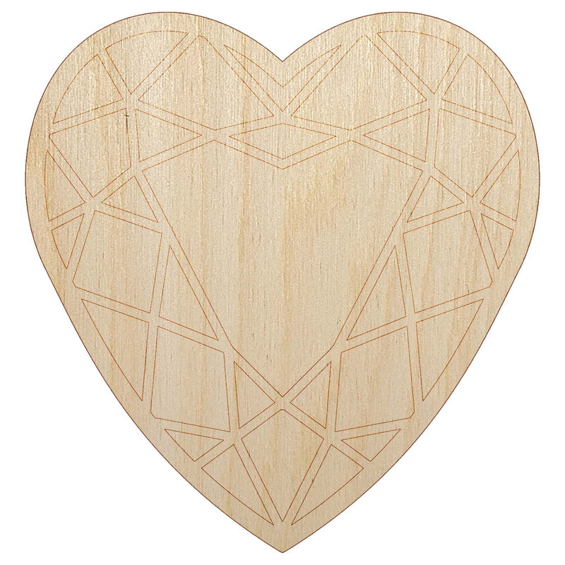 Heart Gem Cut Diamond Jewelry Unfinished Wood Shape Piece Cutout for DIY Craft Projects