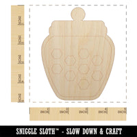 Honey Jar with Honeycomb Unfinished Wood Shape Piece Cutout for DIY Craft Projects