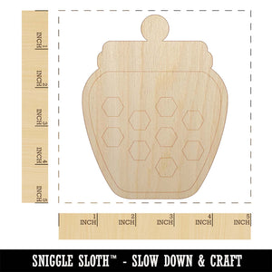 Honey Jar with Honeycomb Unfinished Wood Shape Piece Cutout for DIY Craft Projects