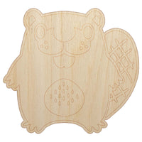 Kawaii Cute Beaver Buddy Unfinished Wood Shape Piece Cutout for DIY Craft Projects