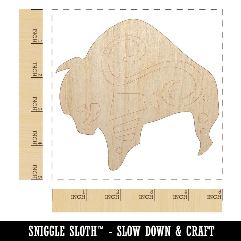 Southwest Native American Bison Buffalo Spirit Animal Unfinished Wood Shape Piece Cutout for DIY Craft Projects