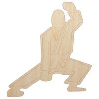 Kung Fu Martial Arts Crouch Stance Karate Gi Unfinished Wood Shape Piece Cutout for DIY Craft Projects