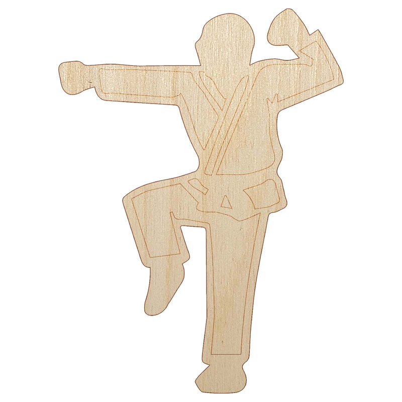 Kung Fu Martial Arts Hang Stance Karate Gi Unfinished Wood Shape Piece Cutout for DIY Craft Projects