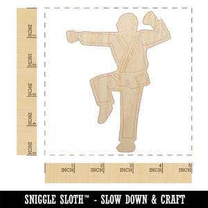 Kung Fu Martial Arts Hang Stance Karate Gi Unfinished Wood Shape Piece Cutout for DIY Craft Projects