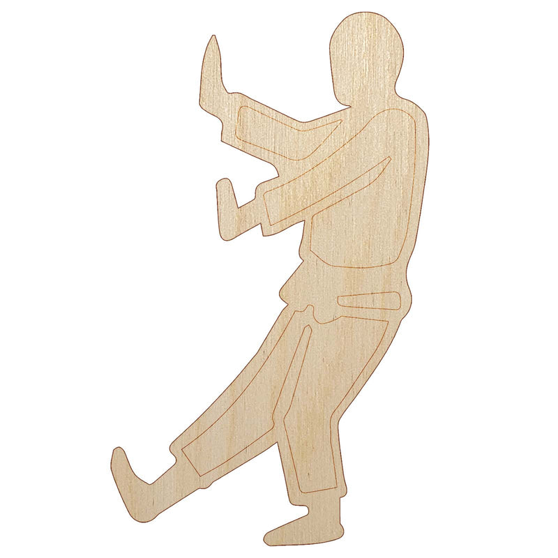 Kung Fu Martial Arts Tai Chi Stance Karate Gi Unfinished Wood Shape Piece Cutout for DIY Craft Projects