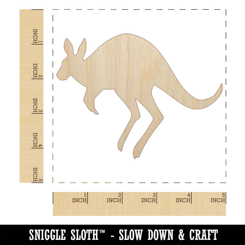 Leaping Red Kangaroo Silhouette Australian Marsupial Unfinished Wood Shape Piece Cutout for DIY Craft Projects