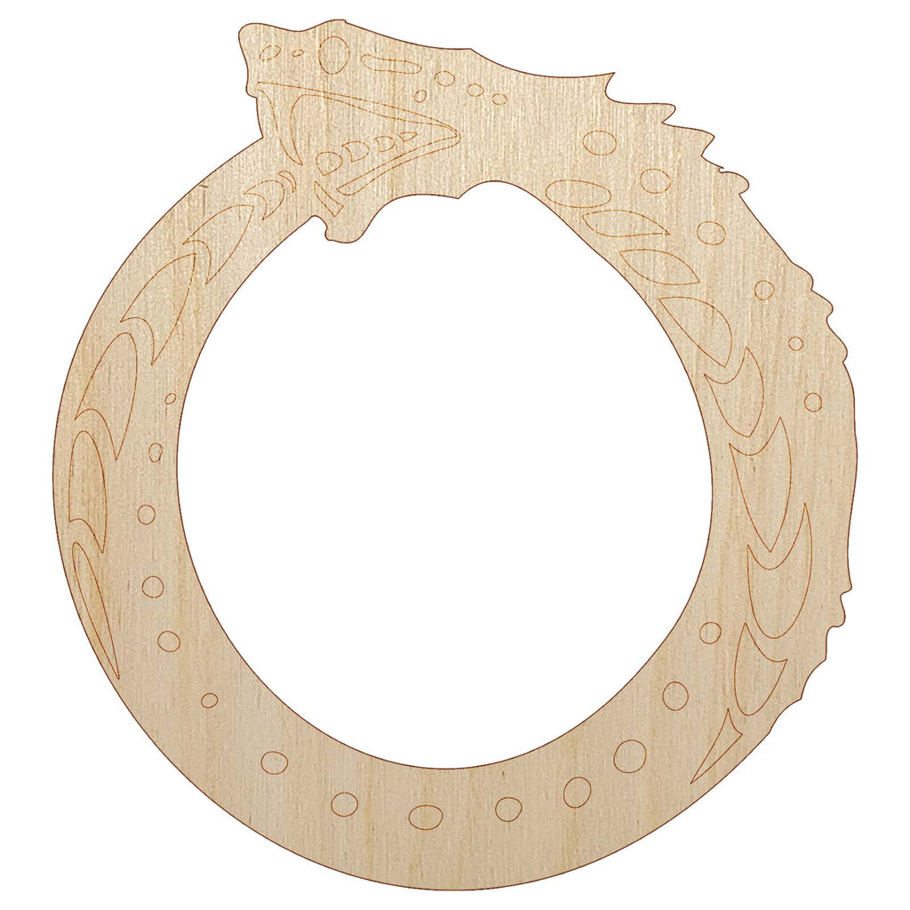 Ouroboros Serpent Snake Eating Tail Ring Circle Unfinished Wood Shape Piece Cutout for DIY Craft Projects