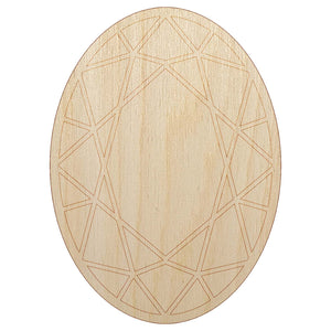 Oval Gem Diamond Cut Jewelry Unfinished Wood Shape Piece Cutout for DIY Craft Projects