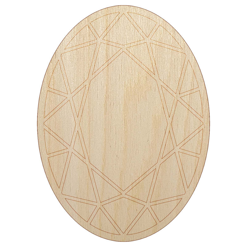 Oval Gem Diamond Cut Jewelry Unfinished Wood Shape Piece Cutout for DIY Craft Projects