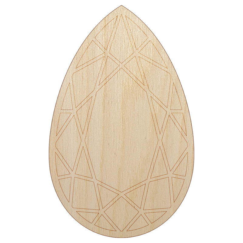 Pear Drop Gem Diamond Cut Jewelry Unfinished Wood Shape Piece Cutout for DIY Craft Projects