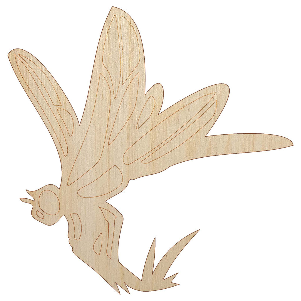 Perched Dragonfly Dasher Darner Insect Unfinished Wood Shape Piece Cutout for DIY Craft Projects