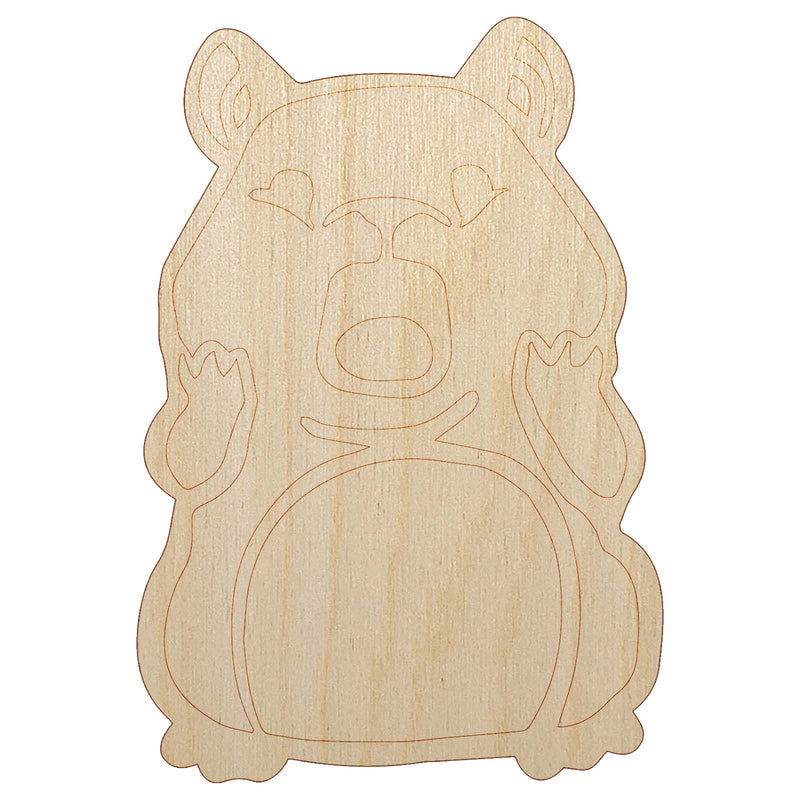 Shocked Scared Cute Hamster Rodent Gasp Unfinished Wood Shape Piece Cutout for DIY Craft Projects