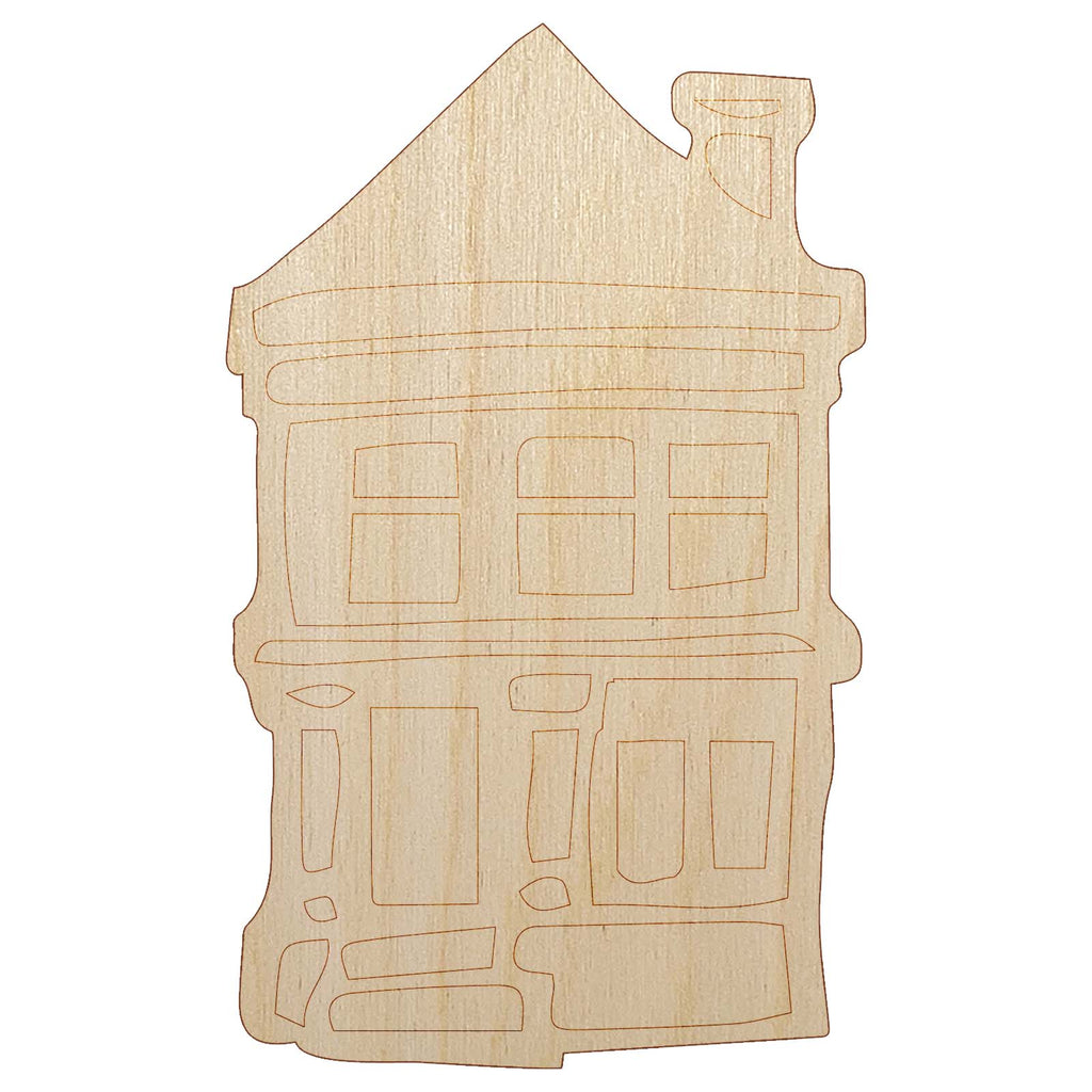 Small Cute Two Story House Home Unfinished Wood Shape Piece Cutout for DIY Craft Projects