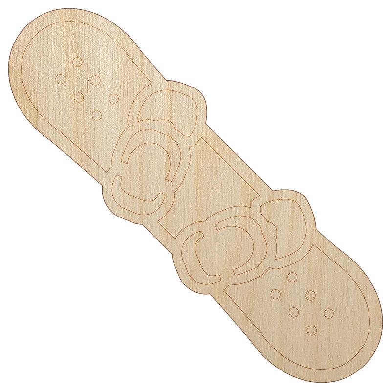 Snowboard with Boot Bindings Extreme Winter Sports Unfinished Wood Shape Piece Cutout for DIY Craft Projects