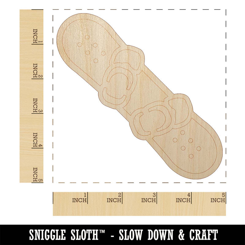 Snowboard with Boot Bindings Extreme Winter Sports Unfinished Wood Shape Piece Cutout for DIY Craft Projects