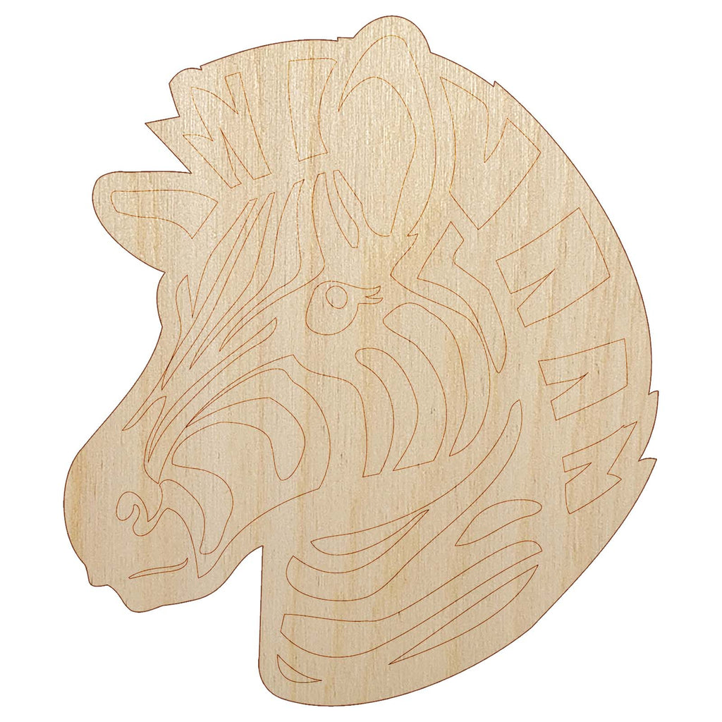 Striped Zebra Head Unfinished Wood Shape Piece Cutout for DIY Craft Projects