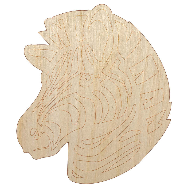 Striped Zebra Head Unfinished Wood Shape Piece Cutout for DIY Craft Projects