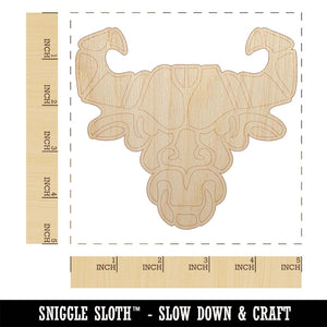 Stylized Tribal Bull Head with Nose Ring Unfinished Wood Shape Piece Cutout for DIY Craft Projects