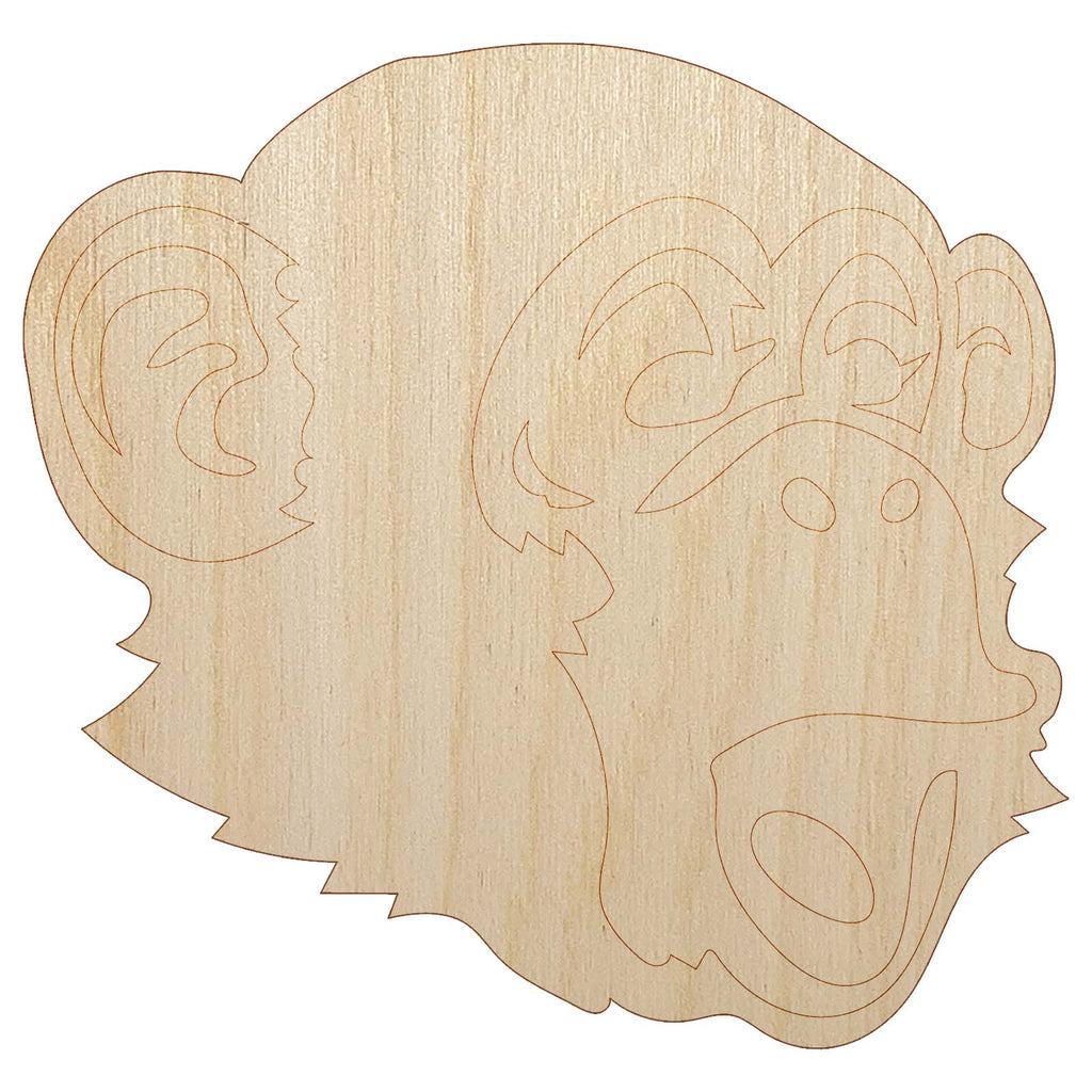 Surprised Chimpanzee Ape Head Monkey Unfinished Wood Shape Piece Cutout for DIY Craft Projects