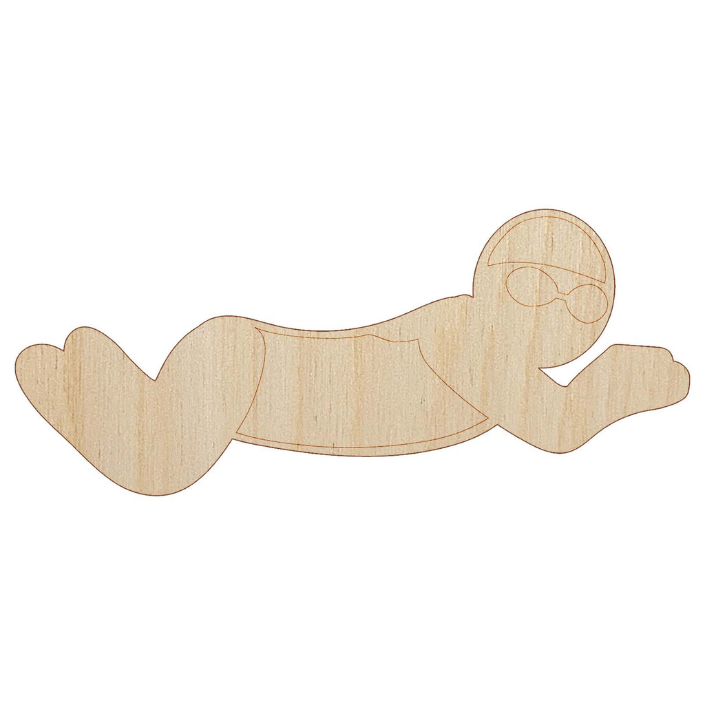 Swimming Swimmer Breaststroke Unfinished Wood Shape Piece Cutout for DIY Craft Projects