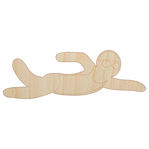 Swimming Swimmer Freestyle Stroke Front Crawl Unfinished Wood Shape Piece Cutout for DIY Craft Projects