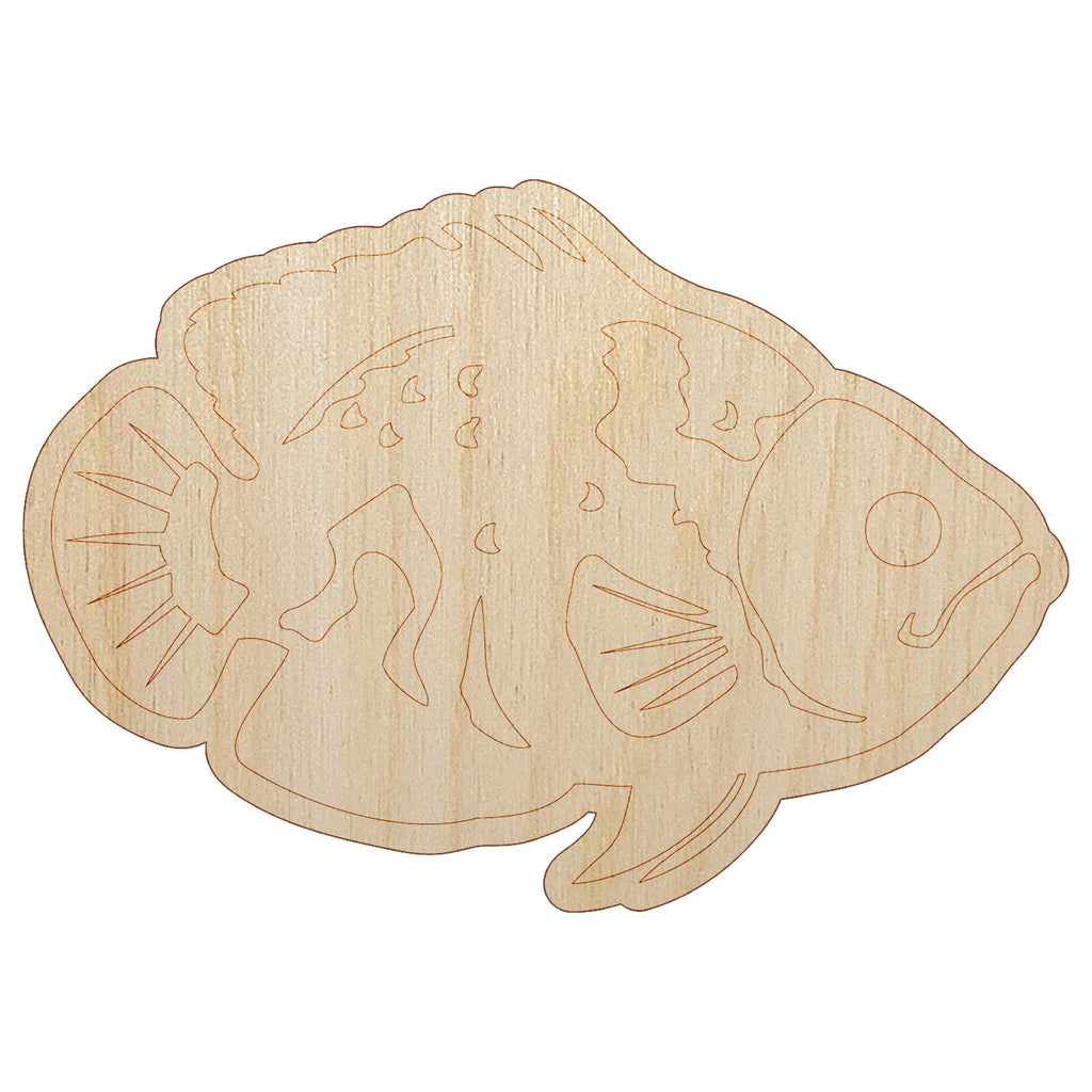 Tiger Oscar Cichlid Fish Unfinished Wood Shape Piece Cutout for DIY Craft Projects